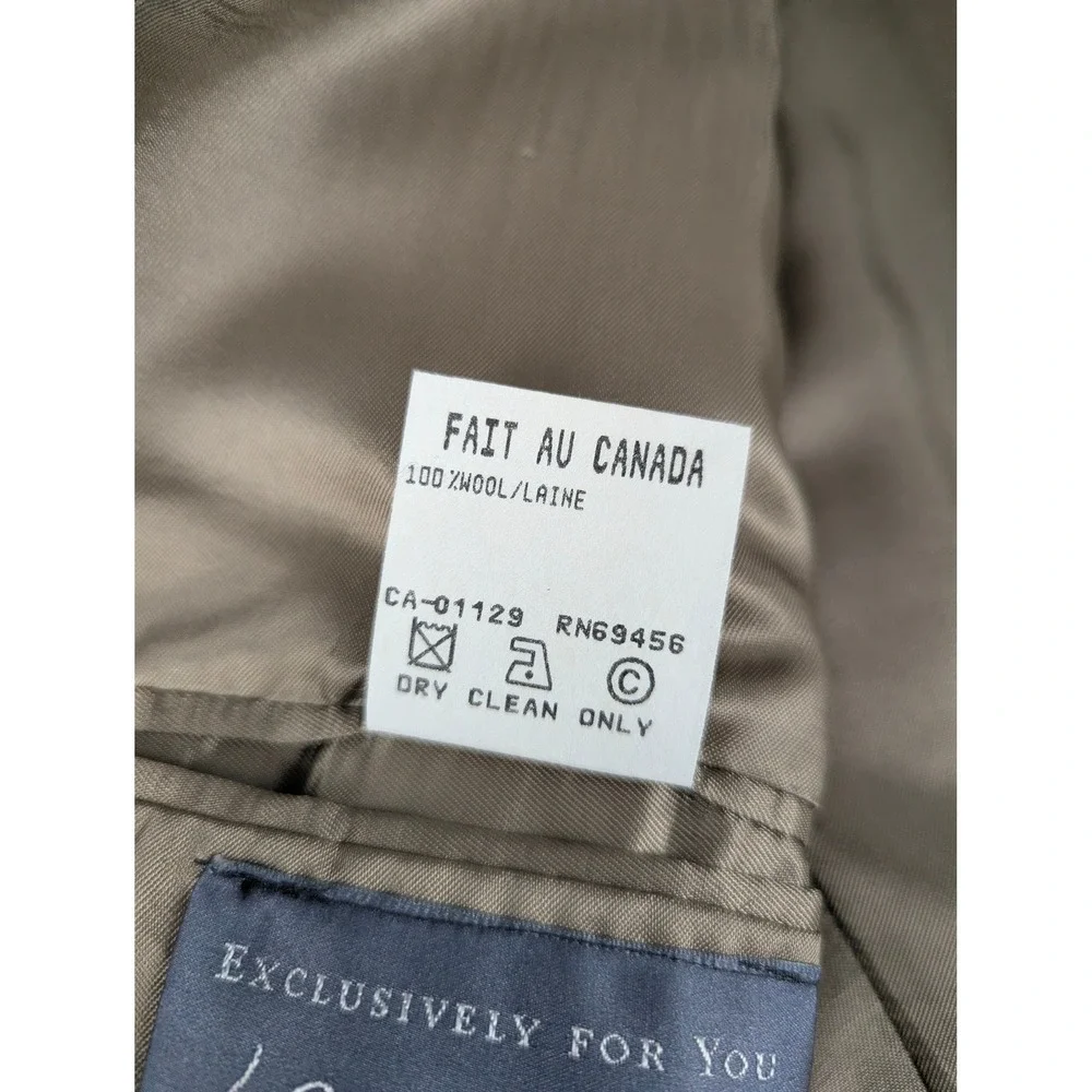 Lord & Taylor Mens 42R Double Breasted Blazer Pure Virgin Wool Grey Houndstooth